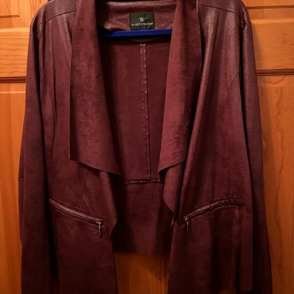 Worthington Burgundy Waterfall Blazer